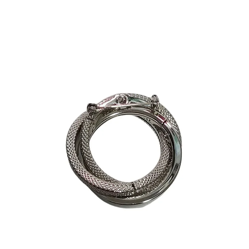 Silver‎ Tone Interlocking Circle Brooch Pin Vintage Style Jewelry